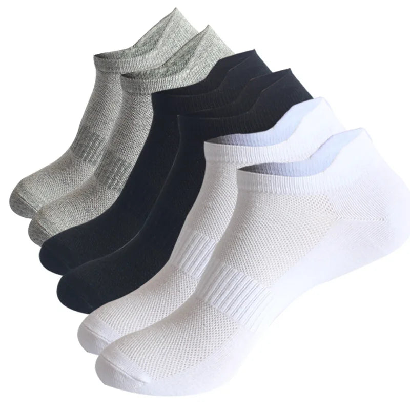 Mesh Cotton Ankle Socks Women Men Student Couple Boat Socks, Plus Size Solid Color Athletic Running No Show Low Cut