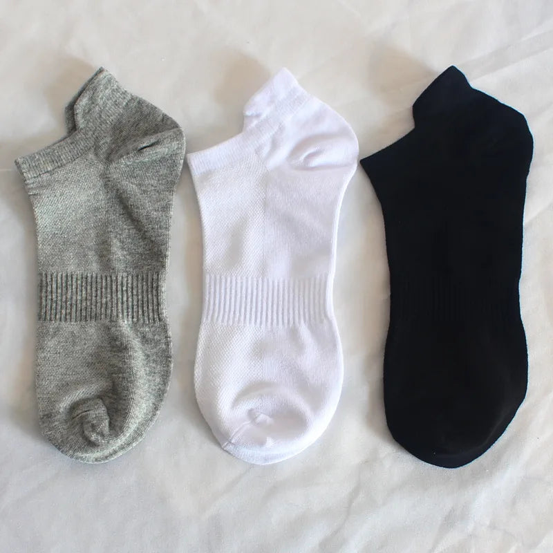 Mesh Cotton Ankle Socks Women Men Student Couple Boat Socks, Plus Size Solid Color Athletic Running No Show Low Cut