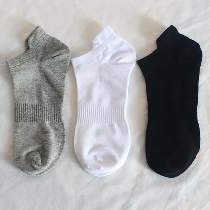 Mesh Cotton Ankle Socks Women Men Student Couple Boat Socks, Plus Size Solid Color Athletic Running No Show Low Cut