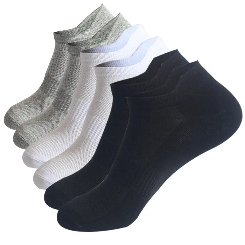 Mesh Cotton Ankle Socks Women Men Student Couple Boat Socks, Plus Size Solid Color Athletic Running No Show Low Cut