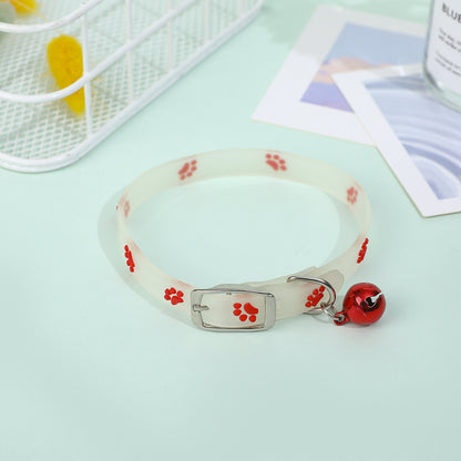 Glowing Cat Collar Luminous Anti Loss Necklace with Fluorescent Silicone & Bell for Cats & Small Dogs