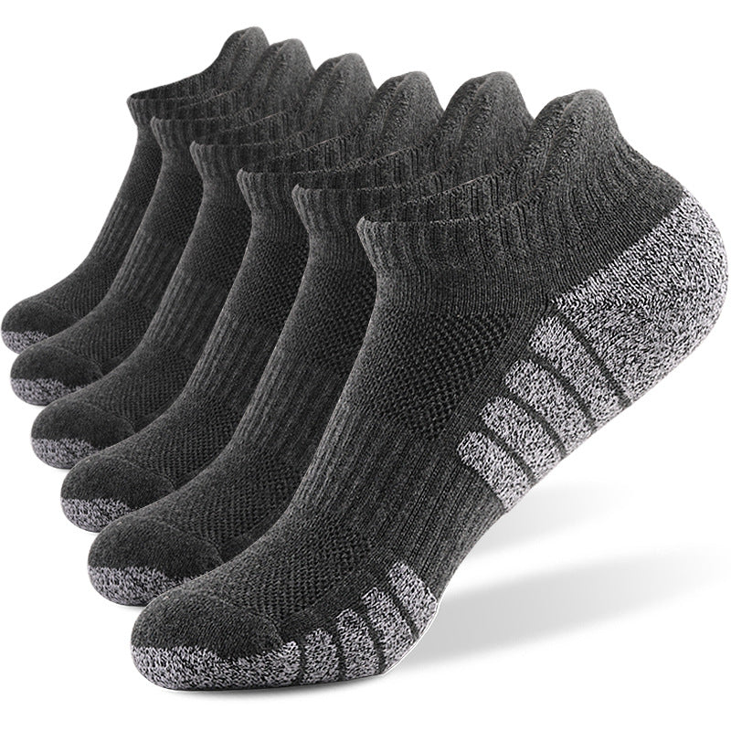 Low Cut Breathable Sports Socks for Men Women, Thickened Terry Mesh Boat Socks Non-Slip Shock Absorbing Running Ankle