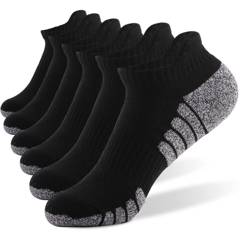 Low Cut Breathable Sports Socks for Men Women, Thickened Terry Mesh Boat Socks Non-Slip Shock Absorbing Running Ankle
