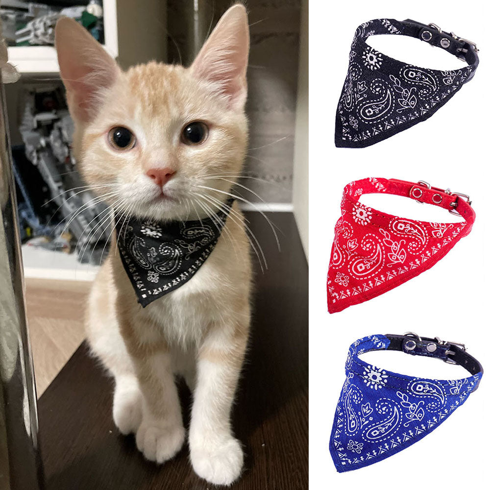 Cute Printed Bandana Cat Collar Adjustable Triangular Scarf Collar For Puppy Dog Kittens  Small Ani 2