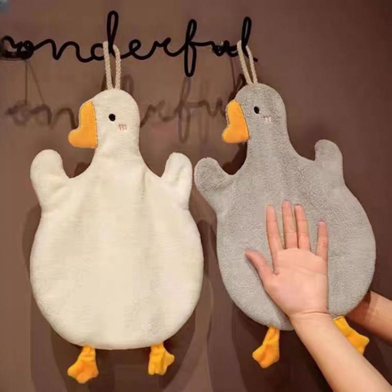 Cartoon Goose Hand Towel, Super Water Absorption & Quick Drying Hanging Towel for Kitchen, Bathroom, and Toilet