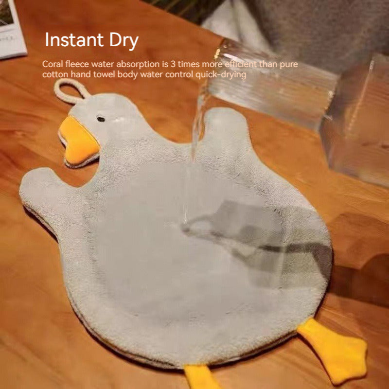 Cartoon Goose Hand Towel, Super Water Absorption & Quick Drying Hanging Towel for Kitchen, Bathroom, and Toilet