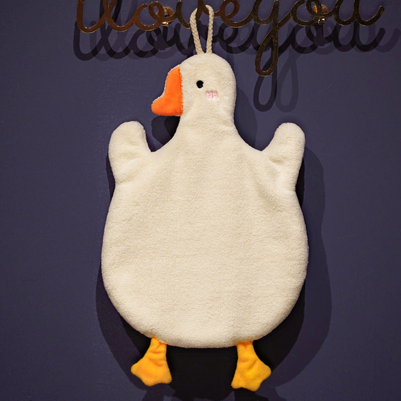 Cartoon Goose Hand Towel, Super Water Absorption & Quick Drying Hanging Towel for Kitchen, Bathroom, and Toilet