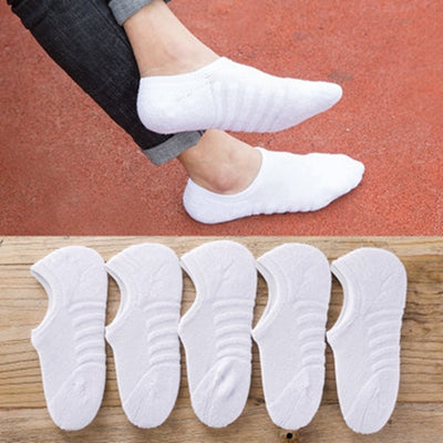 Mens Fashion Boat Socks,Cotton Sport Socks with Silicone Anti Slip Grip, Breathable Towel Bottom, Plus Size Invisibl