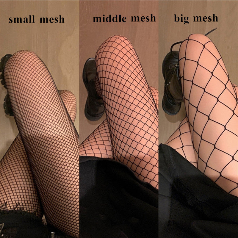 Black Fishnet Lingerie Tights, Sexy Women Long Mesh Body Stockings High Waist Nylon Pantyhose Summer Thigh High Hosiery