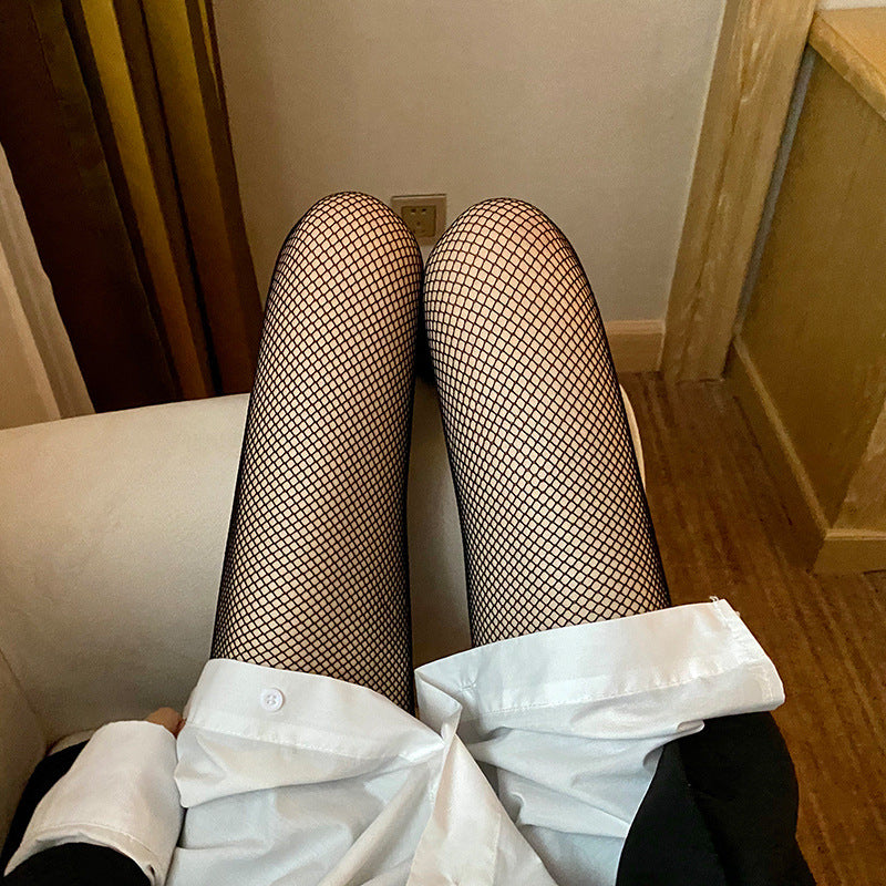 Black Fishnet Lingerie Tights, Sexy Women Long Mesh Body Stockings High Waist Nylon Pantyhose Summer Thigh High Hosiery