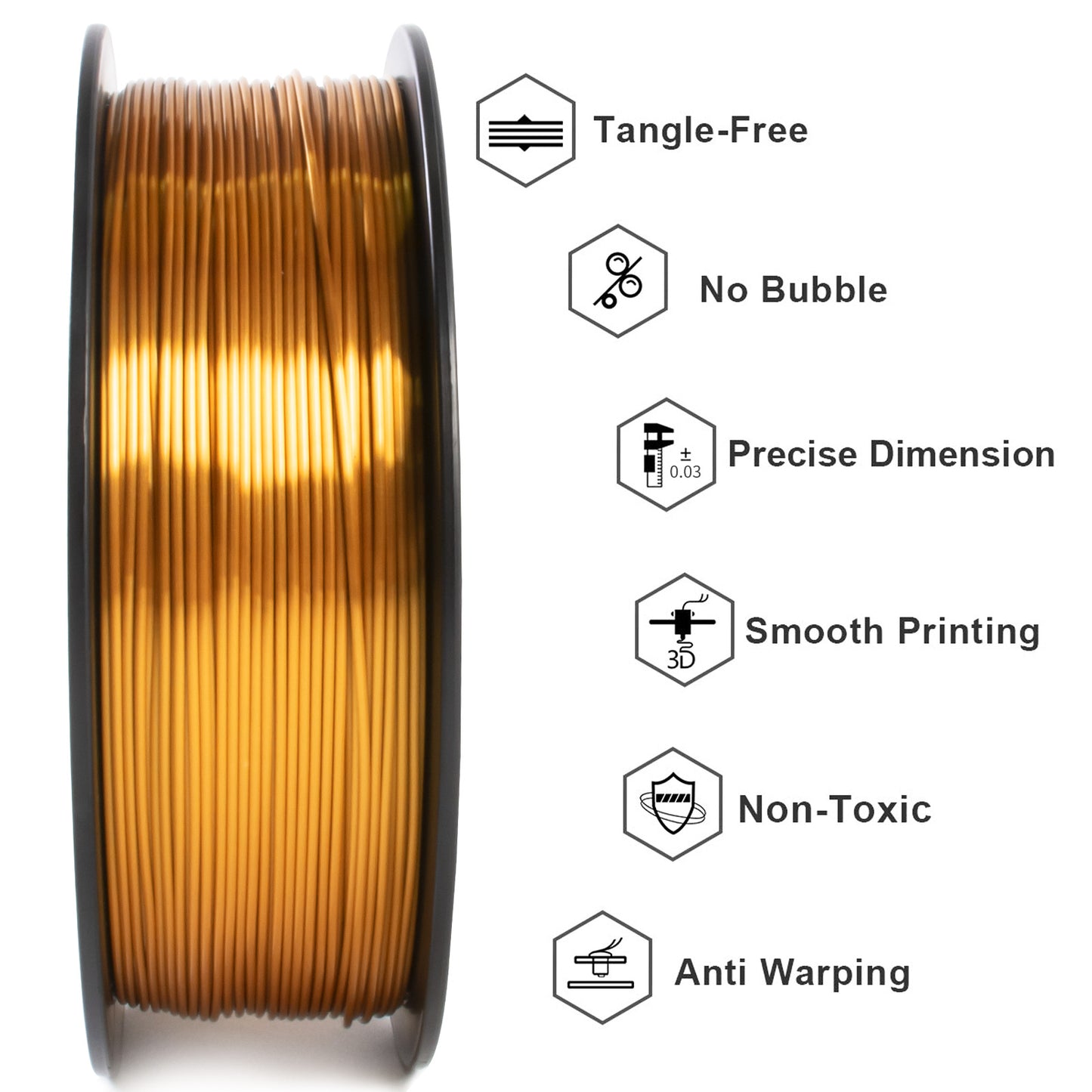 3D Filament, Shiny 3D Printer Spool Wire for High Quality Prints, Vacuum Packed