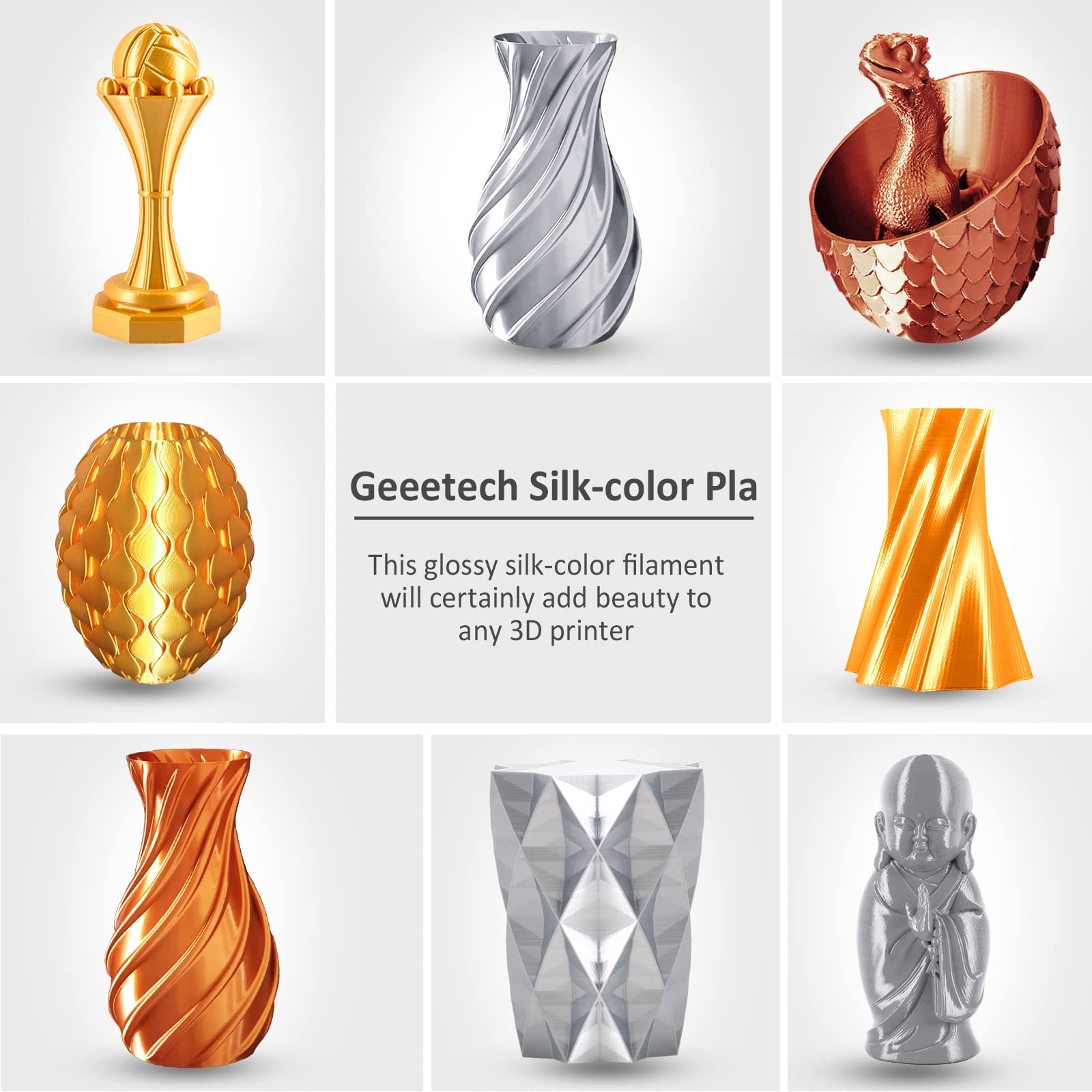 3D Filament, Shiny 3D Printer Spool Wire for High Quality Prints, Vacuum Packed