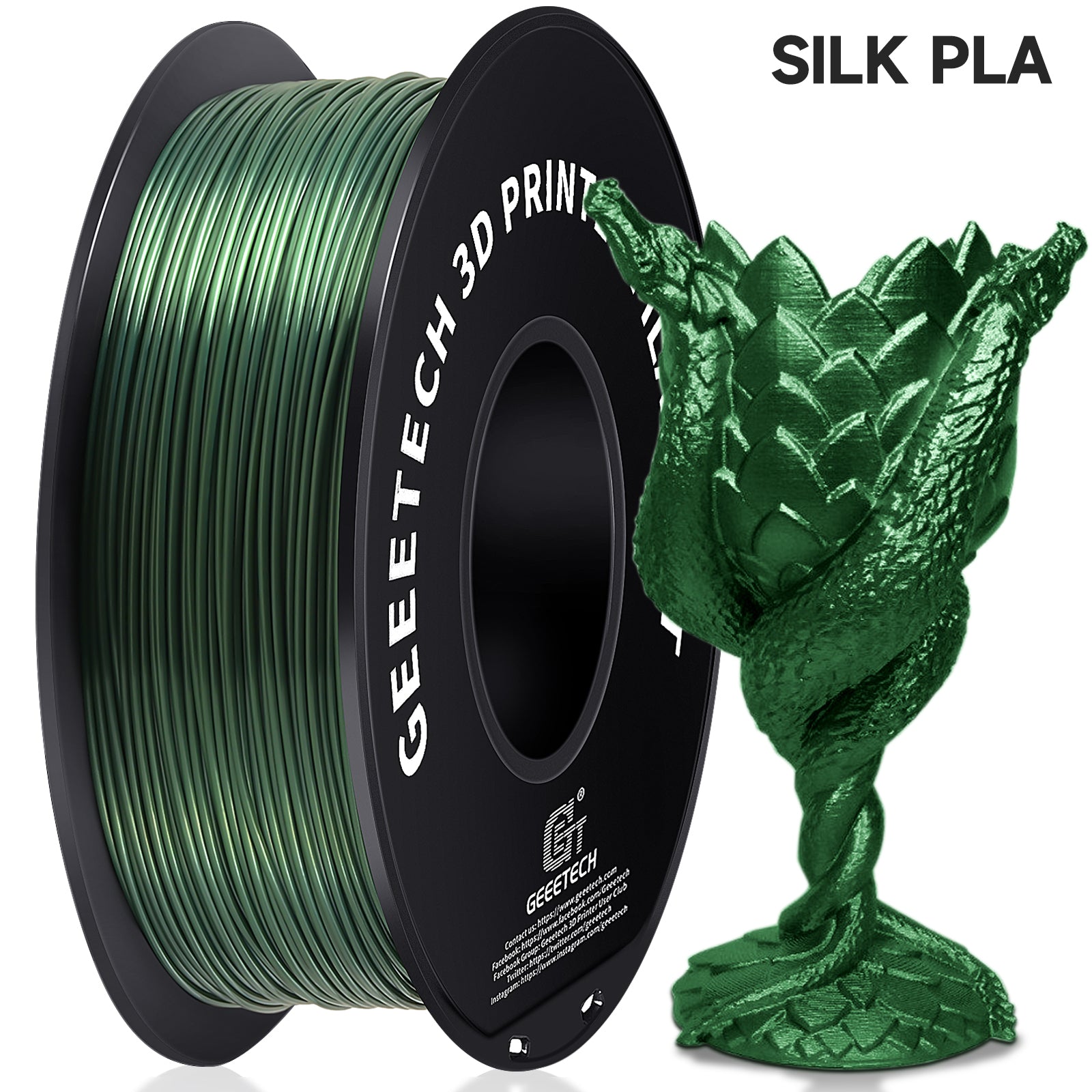 3D Filament, Shiny 3D Printer Spool Wire for High Quality Prints, Vacuum Packed