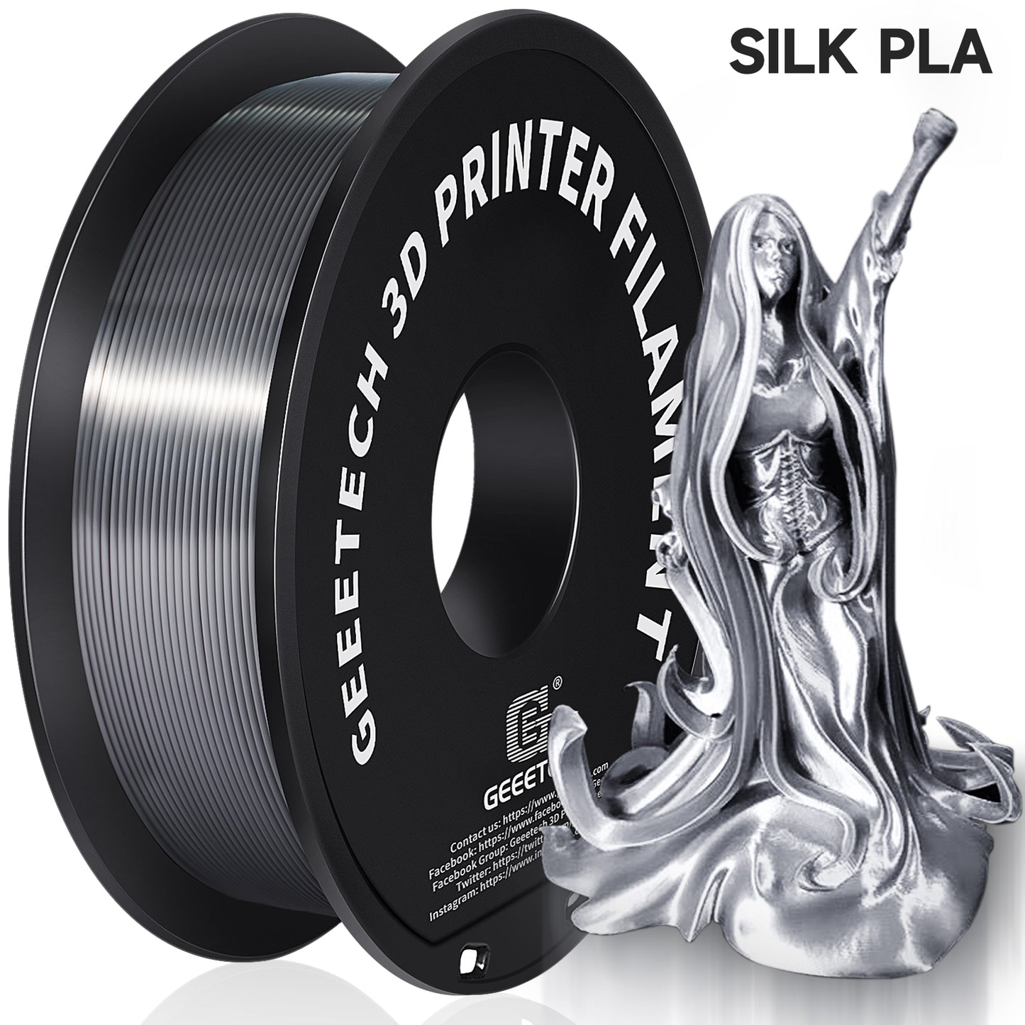 3D Filament, Shiny 3D Printer Spool Wire for High Quality Prints, Vacuum Packed