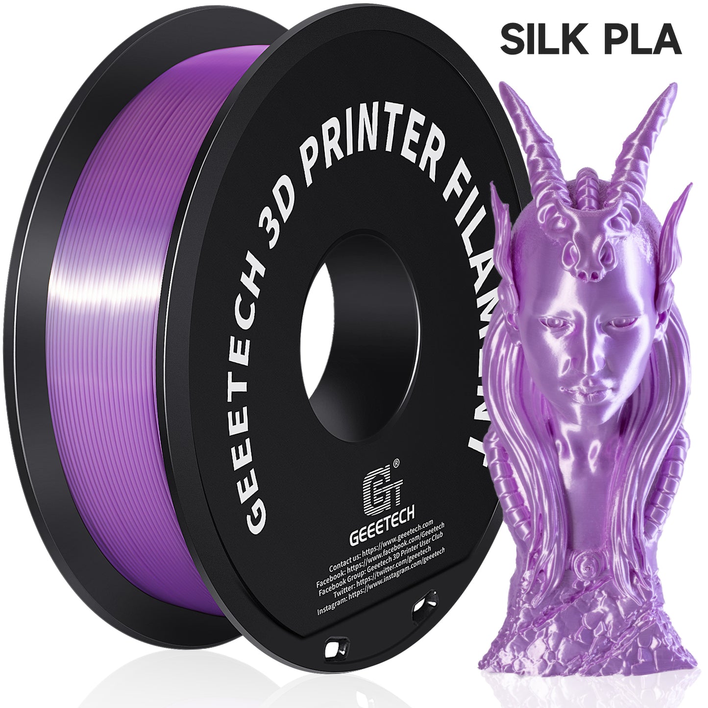 3D Filament, Shiny 3D Printer Spool Wire for High Quality Prints, Vacuum Packed