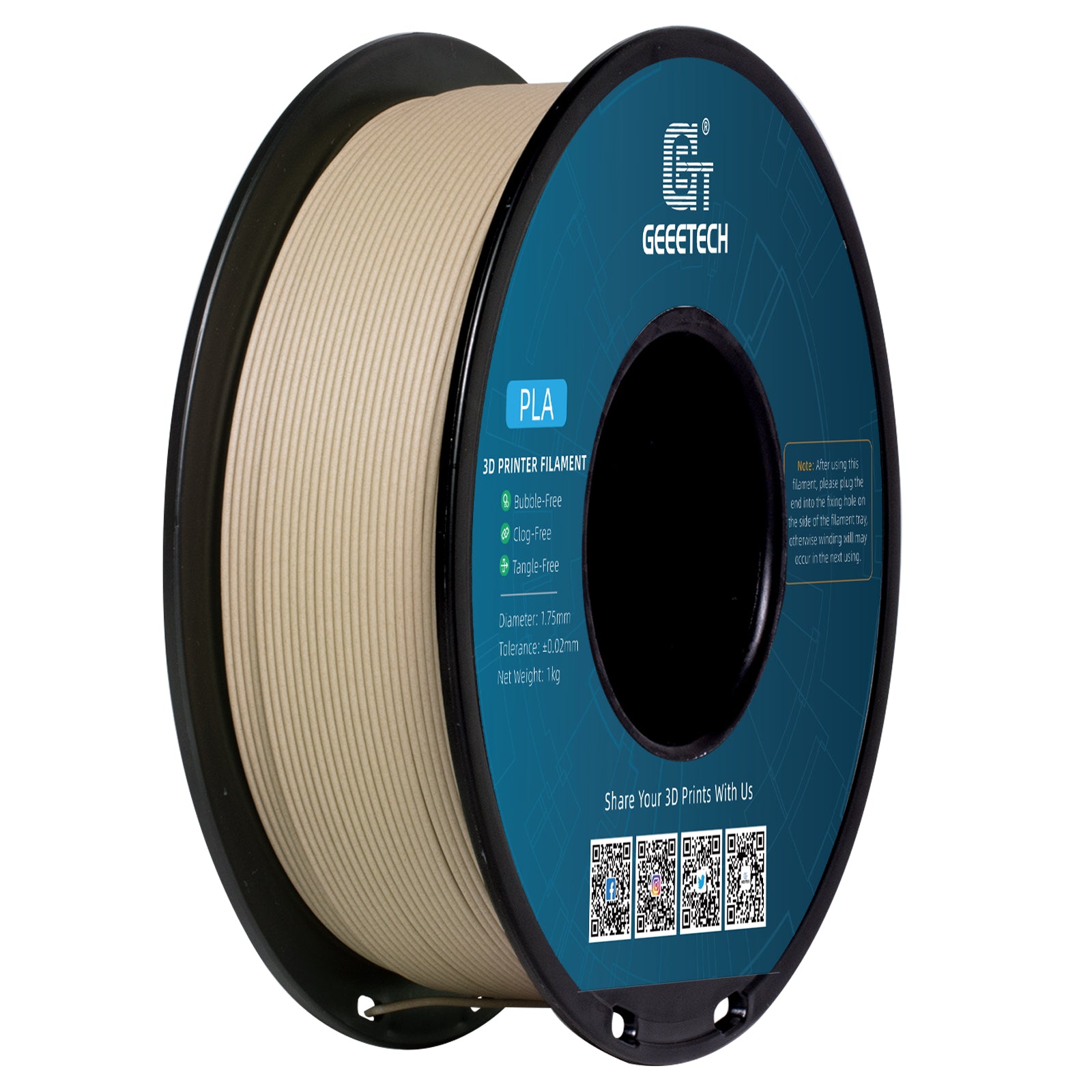Geeetech 3D Printer Filament PLA Spool, Tangle-Free, Pure Plastic, Vacuum Packed 3D Printing Material for Smooth Layer