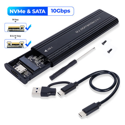 NVME M.2 SSD Enclosure 10Gbps Aluminum Case for Solid State Drive External Adapter
