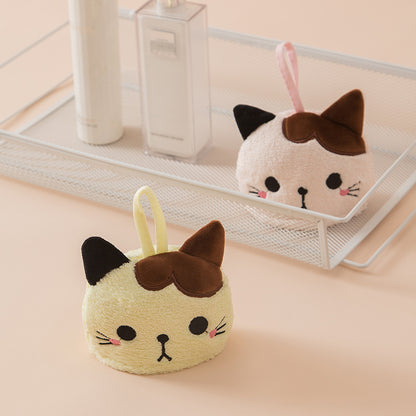Cute Cartoon Cat Hand Towel, Thickened Coral Velvet Cloths for Kitchen, Bathroom & Home, Quick-Drying Cleaning Cloths