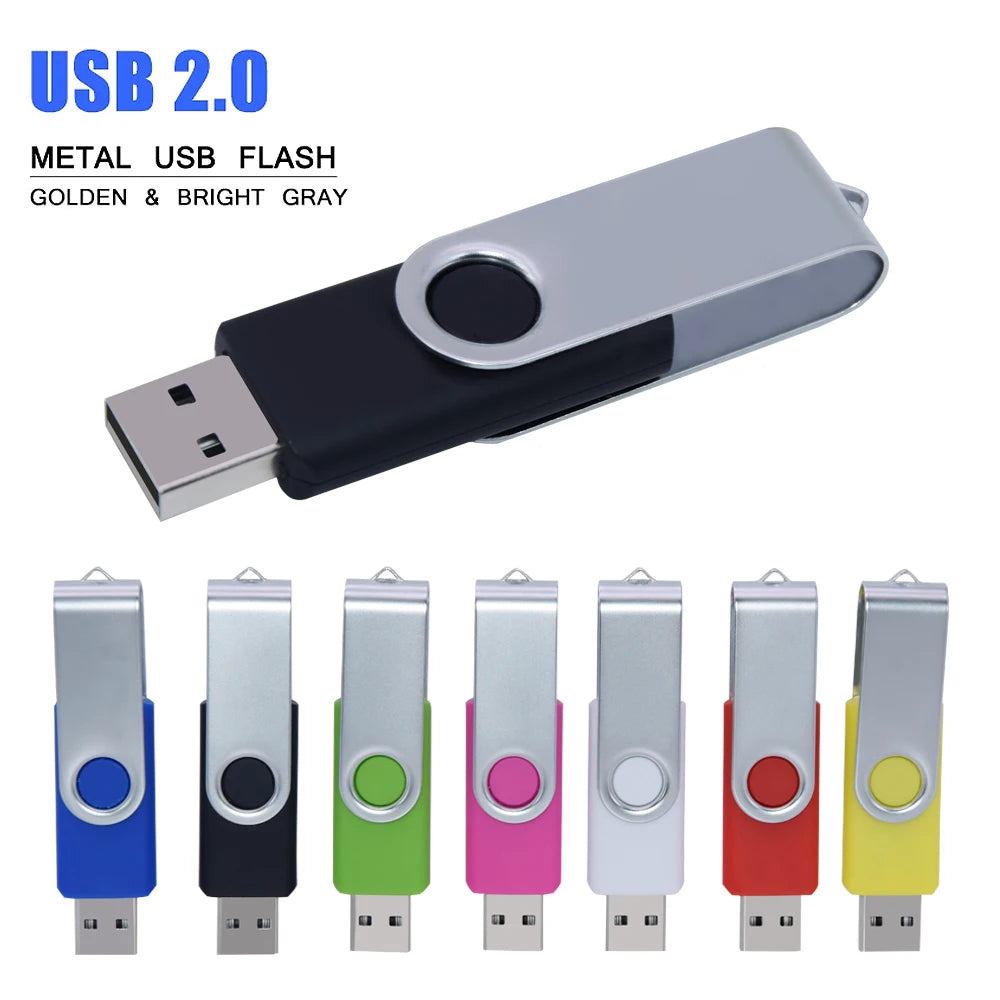 Portable USB Flash Drive Metal Swivel Jump Drive Memory Stick 2.0 Pendrive Cle USB for Laptop Car Office Use
