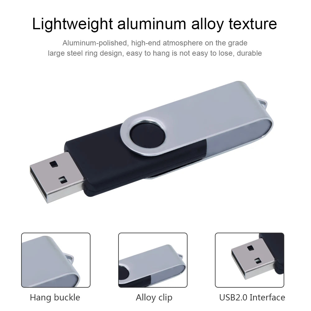 Portable USB Flash Drive Metal Swivel Jump Drive Memory Stick 20 Pendrive Cle USB For Laptop Car Of 2
