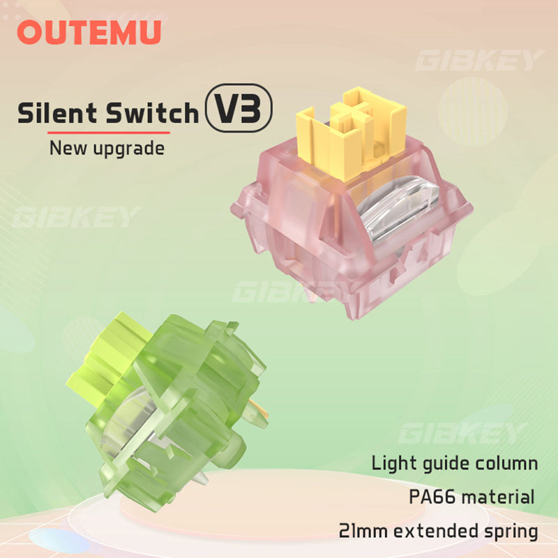 Silent Peach V3 Switch Pre-Lubed, Mute Lemon V3 Linear Tactile Switches for Mechanical Keyboard, 5-Pin Hot Swap Compatib