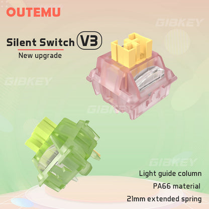 Silent Peach V3 Switch Pre-Lubed, Mute Lemon V3 Linear Tactile Switches for Mechanical Keyboard, 5-Pin Hot Swap Compatib