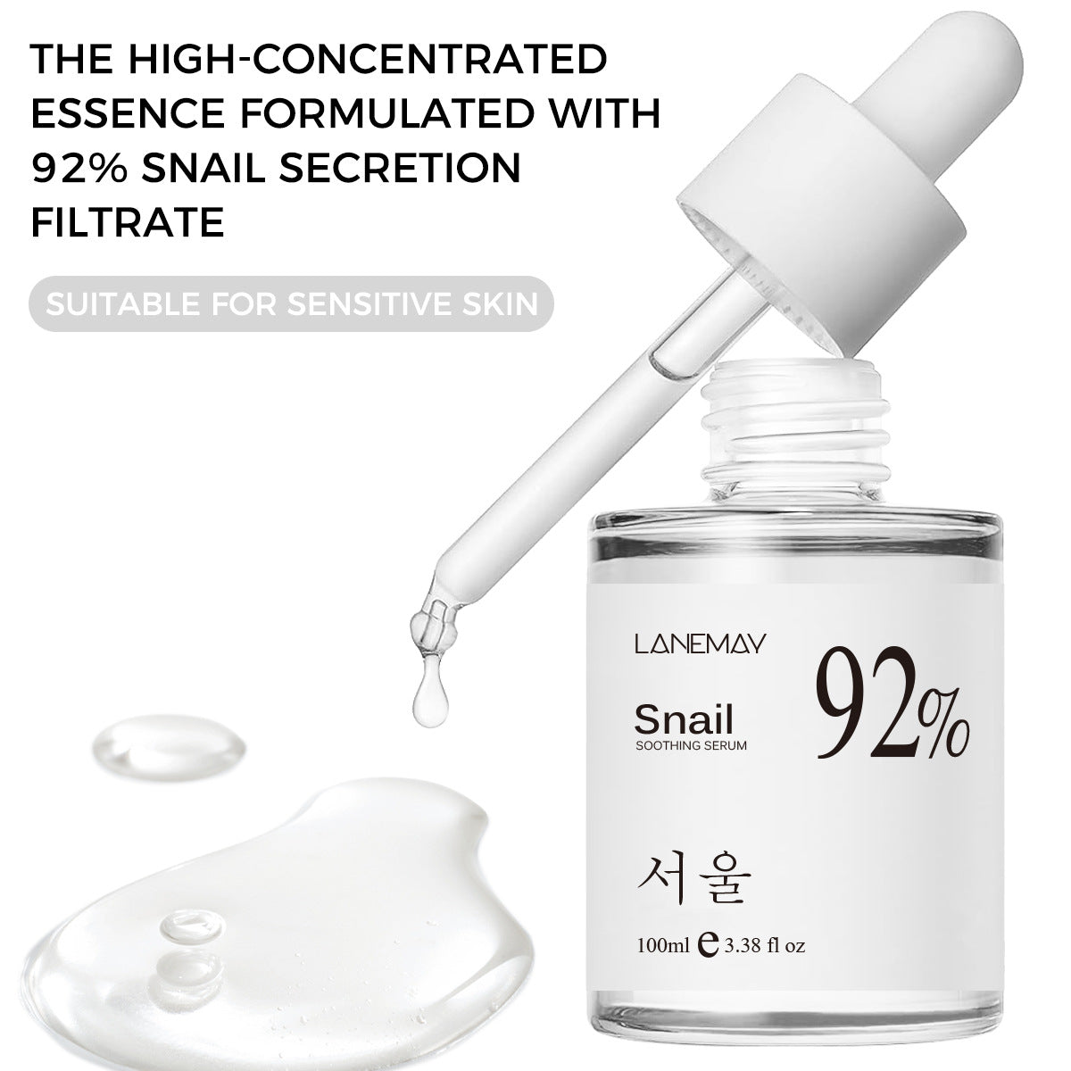 100ml 92% Snail Soothing Facial Essence – Multi-in-One Skin Care Serum for Hydrating & Moisturizing Dry Skin