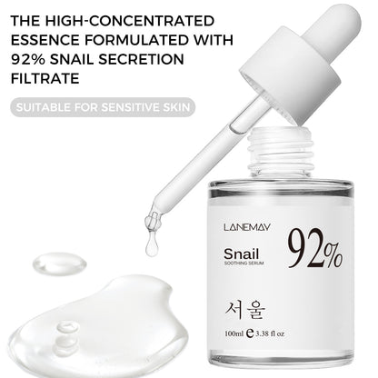 100ml 92% Snail Soothing Facial Essence – Multi-in-One Skin Care Serum for Hydrating & Moisturizing Dry Skin