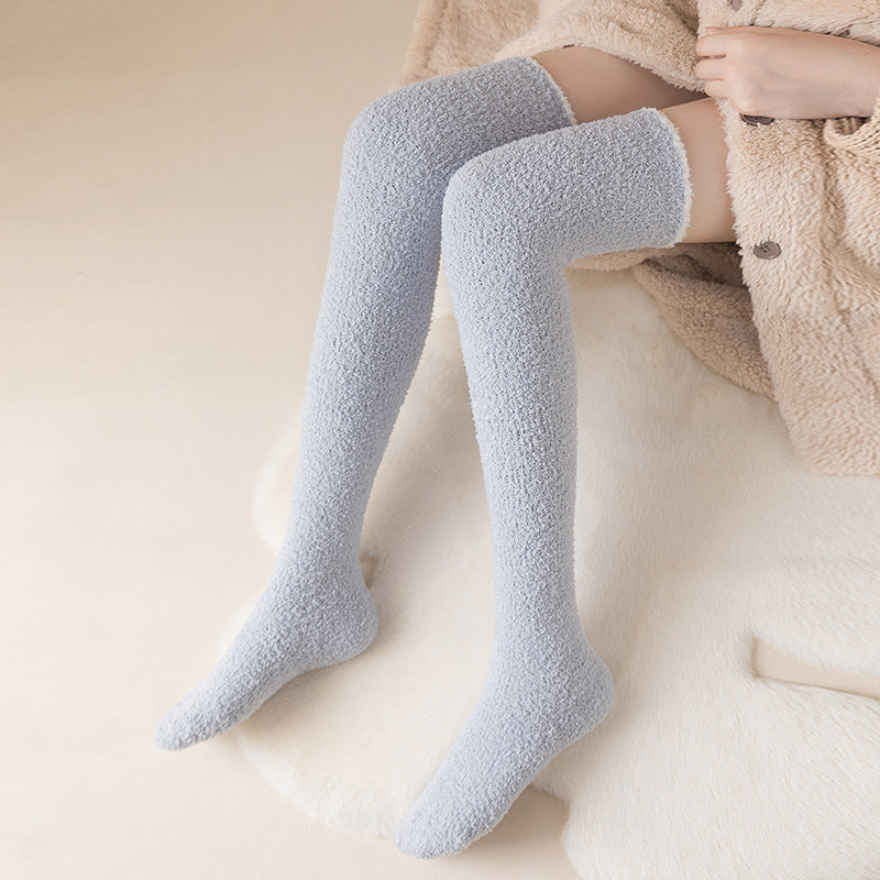 Womens Winter Warm Coral Fleece Thigh High Socks
