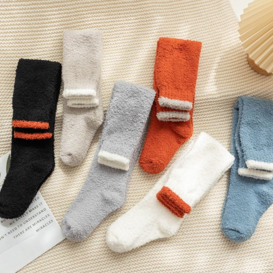 Womens Winter Warm Coral Fleece Thigh High Socks