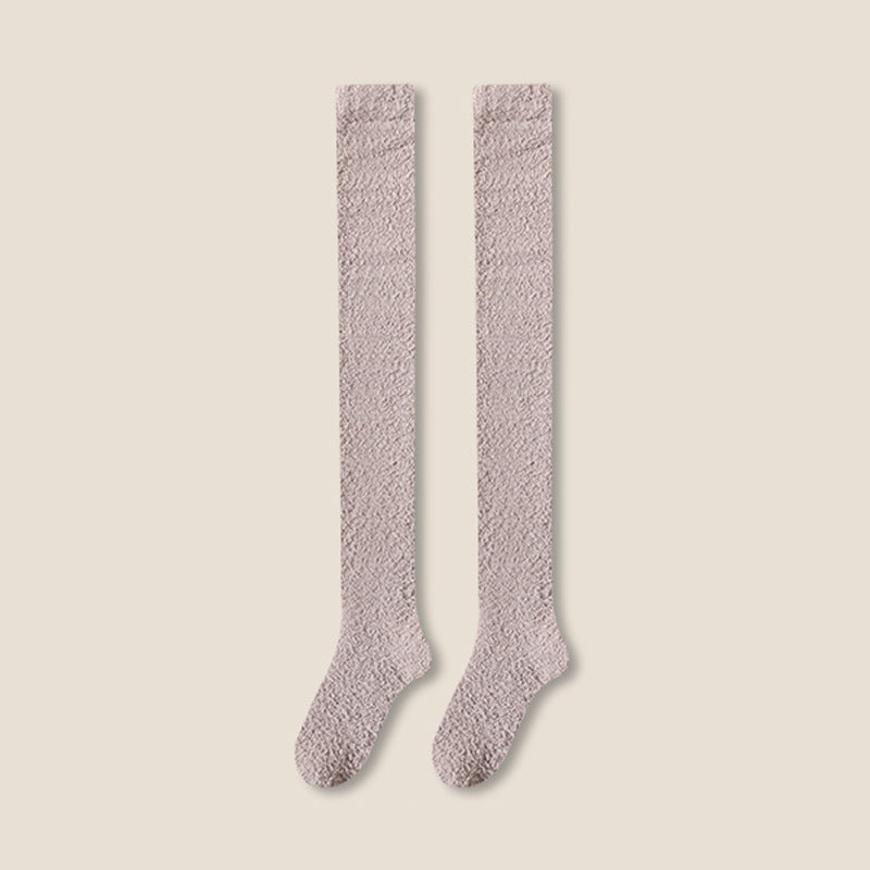 Womens Winter Warm Coral Fleece Thigh High Socks