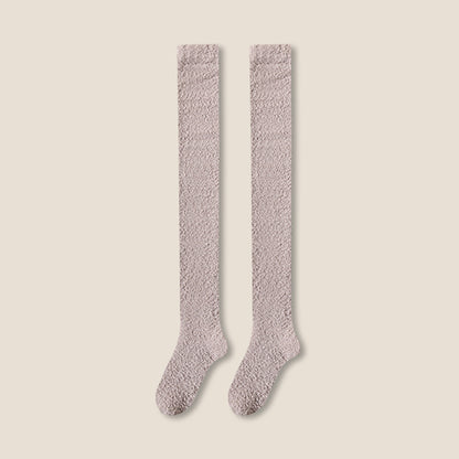Womens Winter Warm Coral Fleece Thigh High Socks