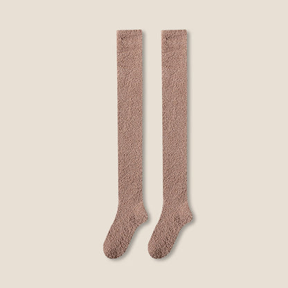 Womens Winter Warm Coral Fleece Thigh High Socks