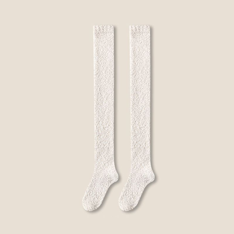 Womens Winter Warm Coral Fleece Thigh High Socks