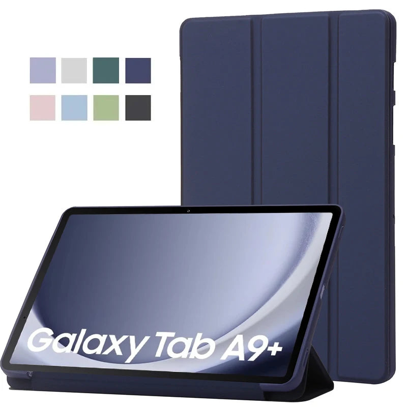 Samsung Tab A9 Plus Case, Trifold Leather Cover with Stand, Soft Back Funda Coque for Galaxy Tab A9+ Table
