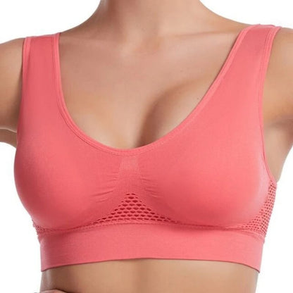 S To 7XL Plus Size Grid Air Hole Wireless Sports Bra For Yoga Running 8