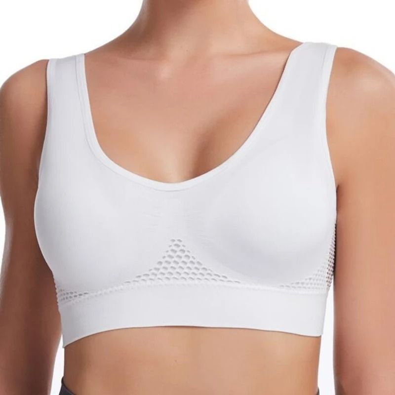 S To 7XL Plus Size Grid Air Hole Wireless Sports Bra For Yoga Running 7