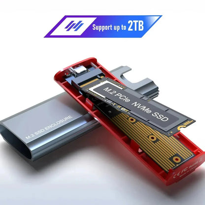 SSD Enclosure Adapter USB 3.2 Gen2 10Gbps M2 SSD Case USB-C External Enclosure Compatible with M, B, B&M Key Drives