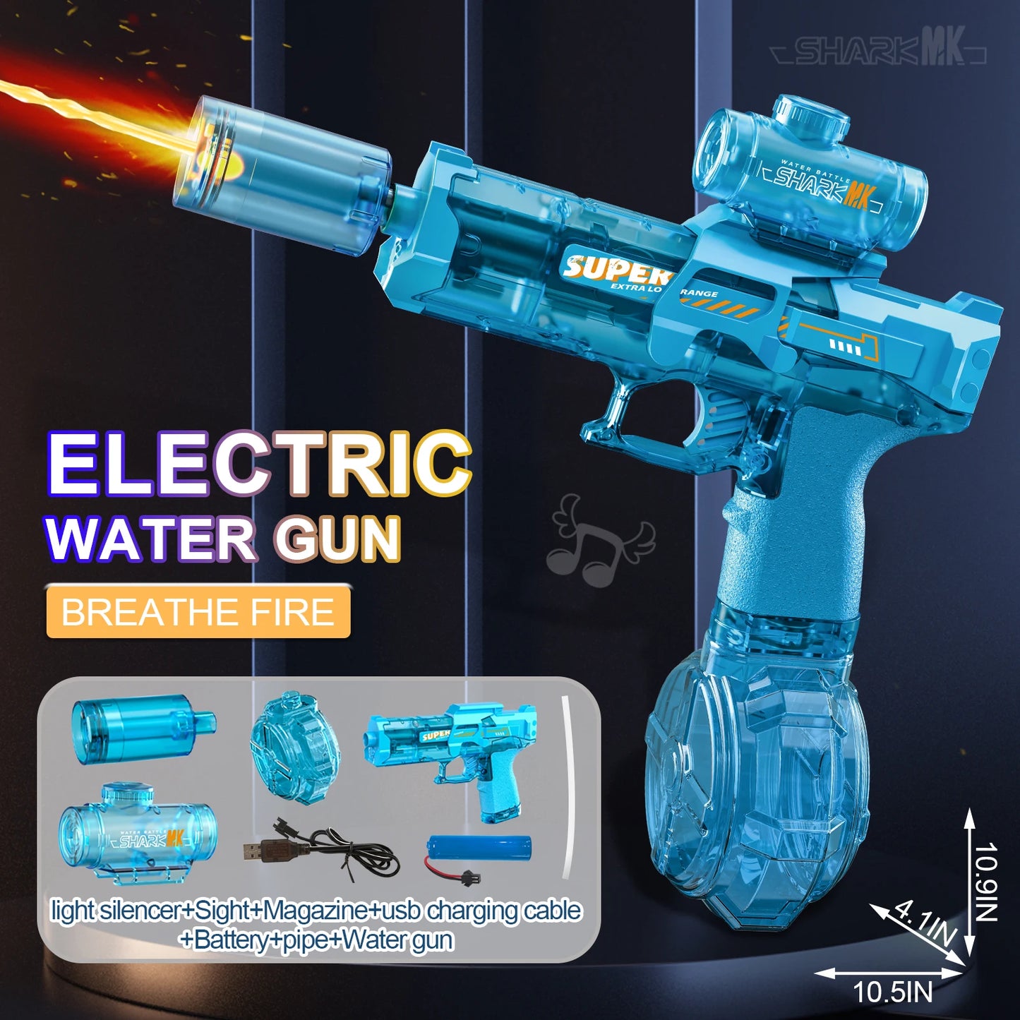LED Light Emitting Electric Water Gun for Kids, Automatic Sensor Lights Water Pistol Summer Outdoor Beach Pool Toy