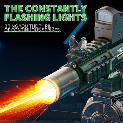Led Simulation Fire Electric Water Guns for Children, Large Capacity Automatic Continuous Water Gun, Kids Summer Outdoor