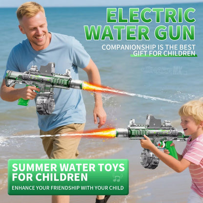 Led Simulation Fire Electric Water Guns for Children, Large Capacity Automatic Continuous Water Gun, Kids Summer Outdoor