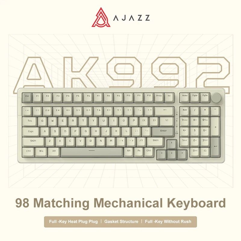 Ajazz AK992 Wired Mechanical Keyboard with Hot Swappable Keys and Multimedia Control