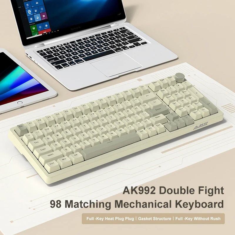 Ajazz AK992 Wired Mechanical Keyboard With Hot Swappable Keys And Multimedia Control 1
