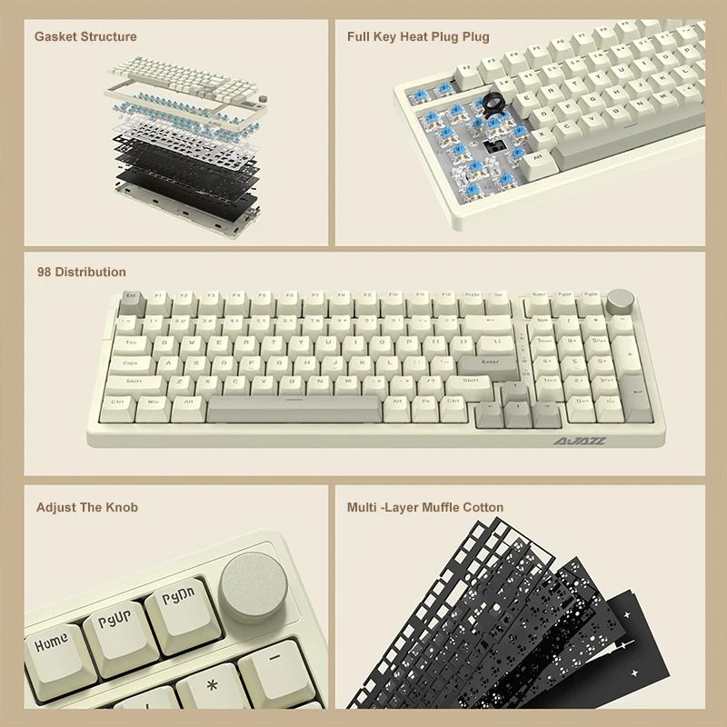 Ajazz AK992 Wired Mechanical Keyboard With Hot Swappable Keys And Multimedia Control 3