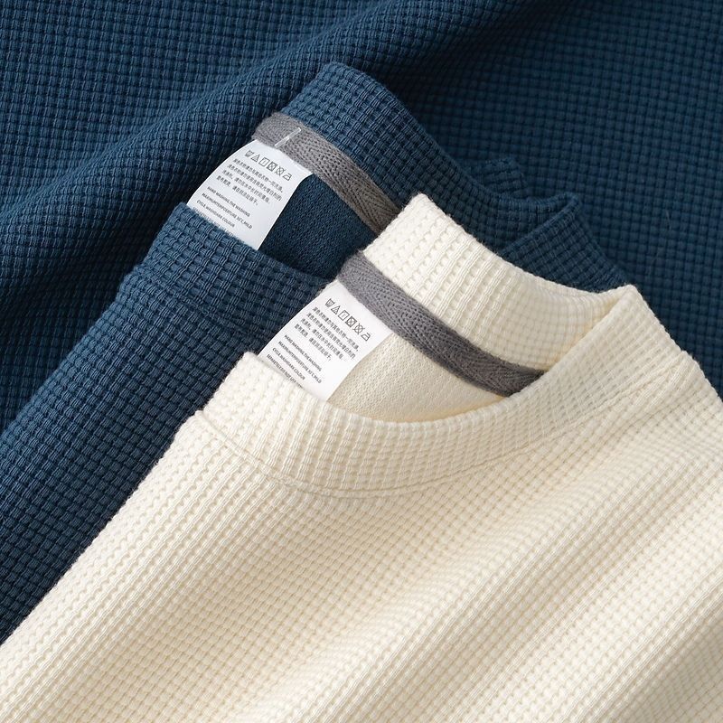 Mens New Summer Waffle Round Neck Short Sleeve T Shirt Comfortable & Breathable Short Sleeved Top for Casual Wear