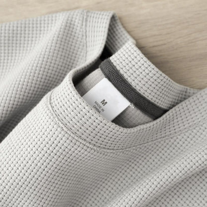 Mens New Summer Waffle Round Neck Short Sleeve T Shirt Comfortable & Breathable Short Sleeved Top for Casual Wear