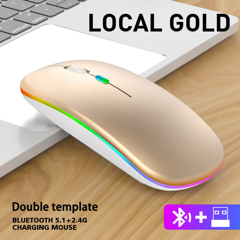 Rechargeable RGB Wireless Mouse Dual Mode Bluetooth & Ergonomic Silent Click for Laptop iPad Mac PC Phone TV