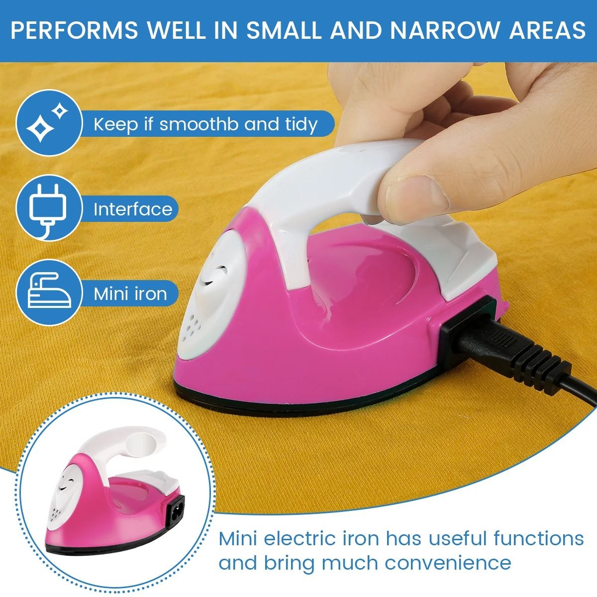 Mini Portable Electric Iron With Heat Insulation Pad For Clothes And Crafts Travel Use 4