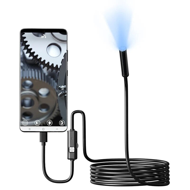 7.0MM TYPE-C Endoscope Camera – IP67 Waterproof, 6 Adjustable LEDs, USB Android Flexible Inspection Borescope for Phone