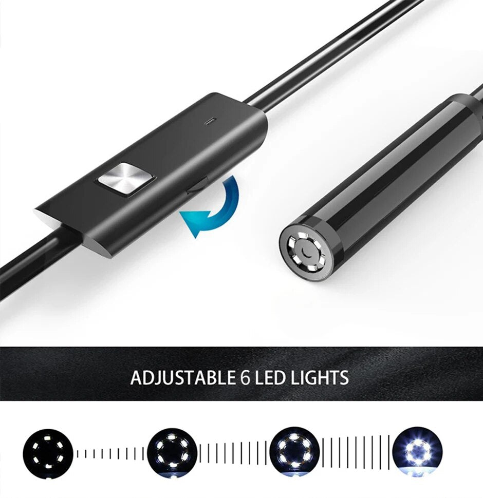 7.0MM TYPE-C Endoscope Camera – IP67 Waterproof, 6 Adjustable LEDs, USB Android Flexible Inspection Borescope for Phone